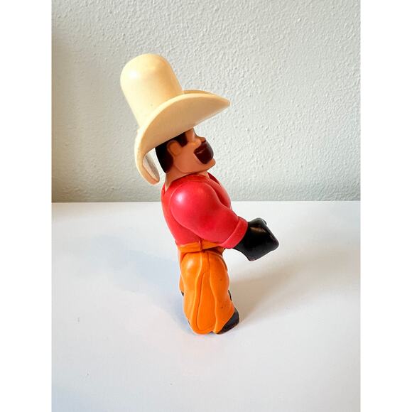Vintage 1979 Fisher Price Husky Helper Cowboy 10 Gallon Hat/Red Shirt Mustache - Picture 4 of 5